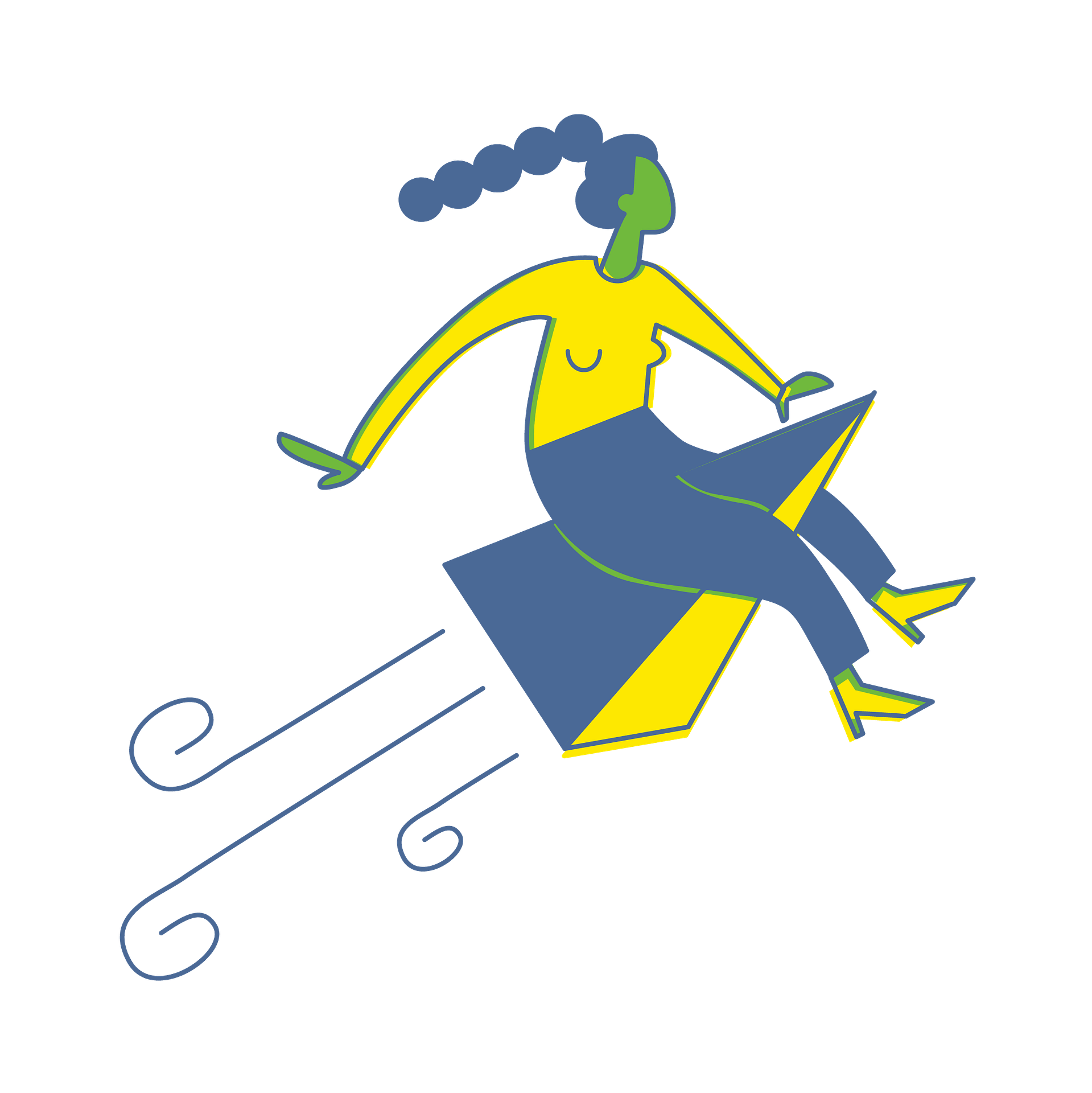 Header Illustration - Wigwam Illustration: Frau fliegt mit stilisierter Rakete durch die Luft