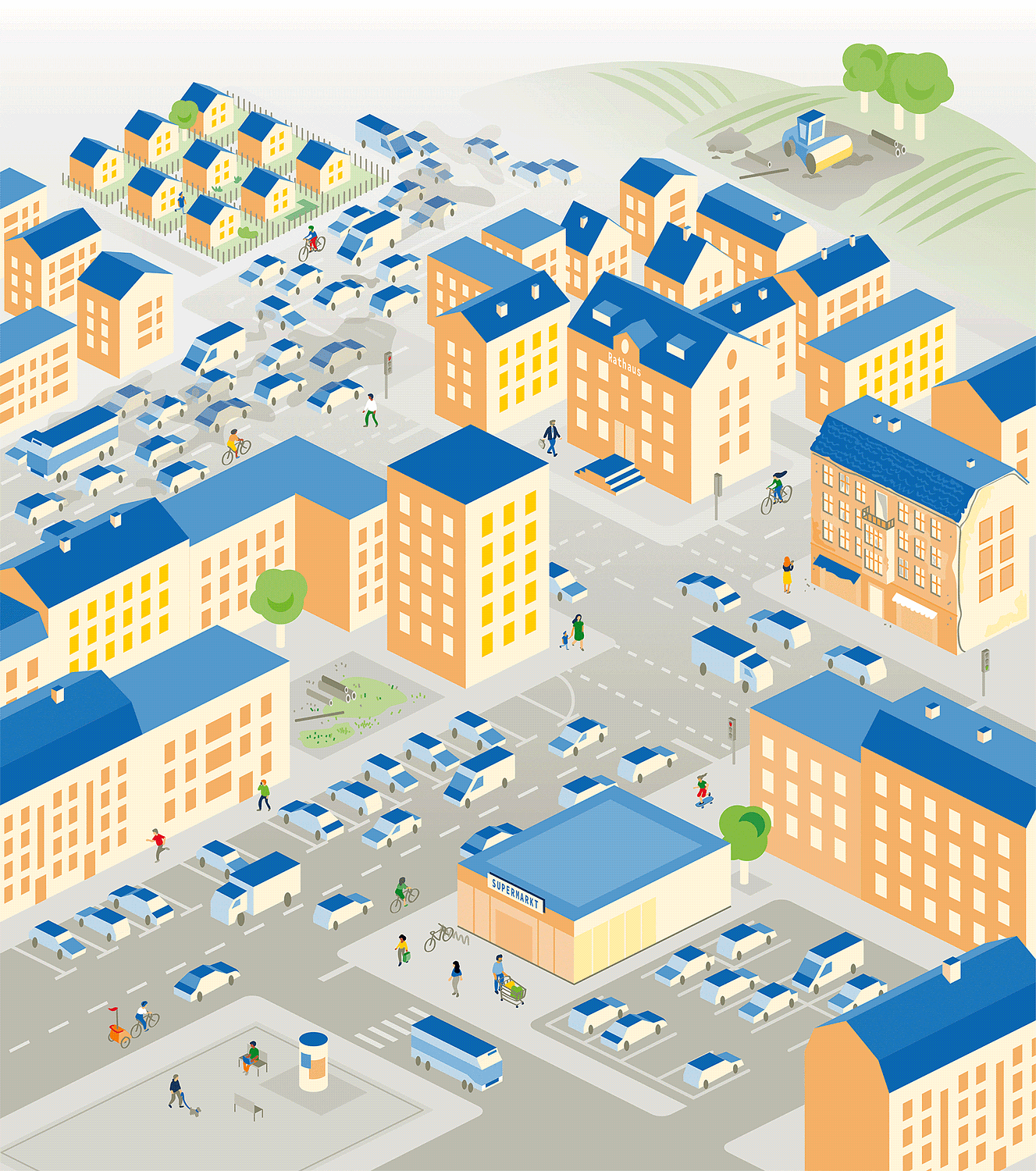 Illustration einer Stadt, die animiert ist